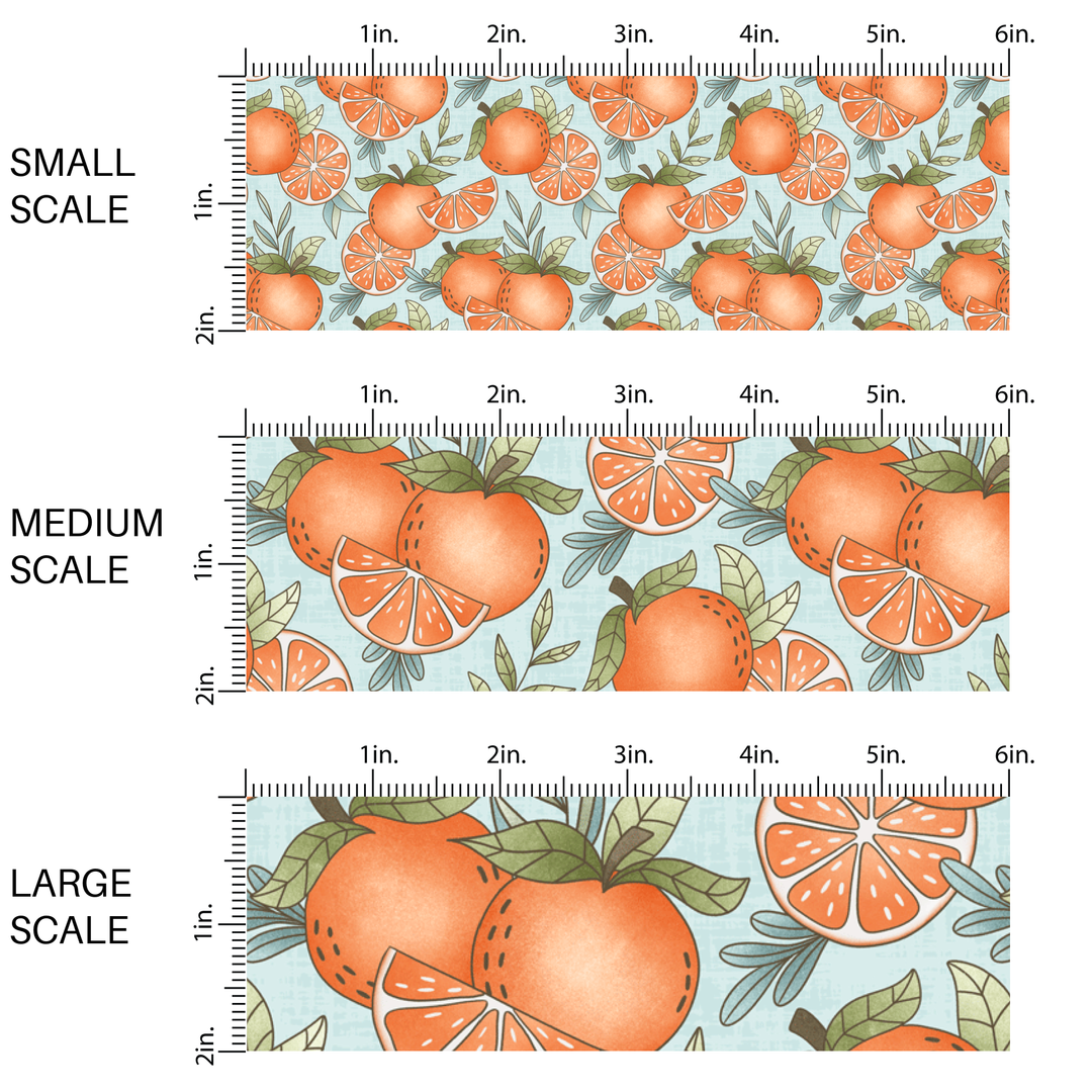 Oranges On Baby Blue Fabric By The Yard