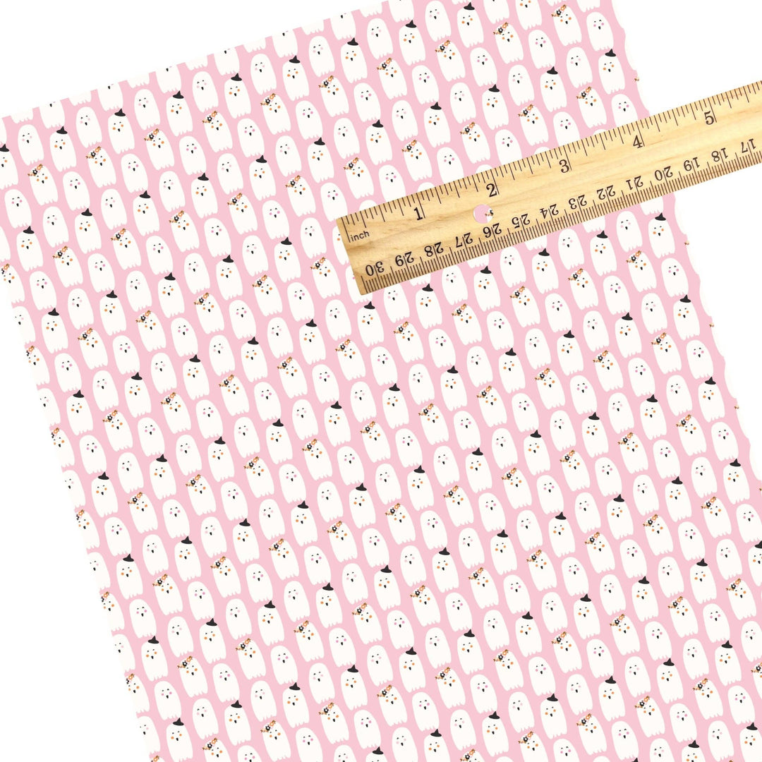 Retro Ghoul Ghost Bubblegum Faux Leather Sheets