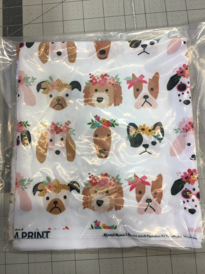 PIPS PERKS - Floral Pups Fabric By The Yard