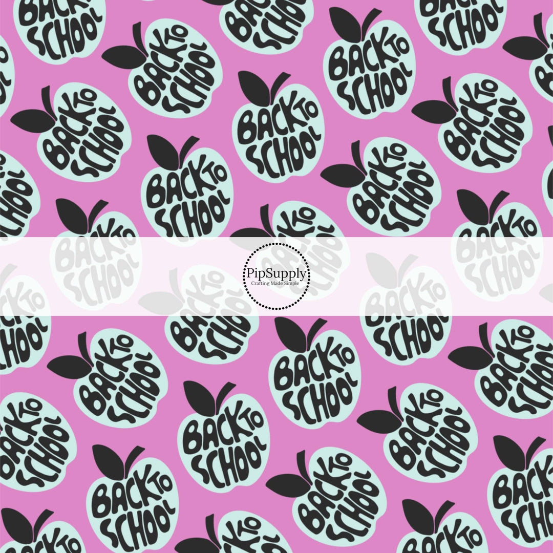 Back to School Apples on Pink Fabric By The Yard