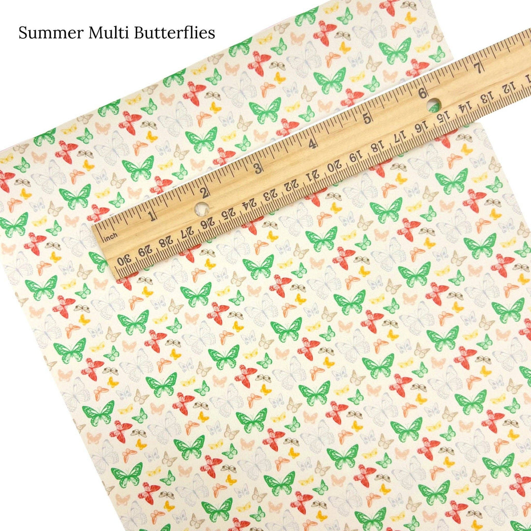 Summer Multi Butterflies Faux Leather Sheet