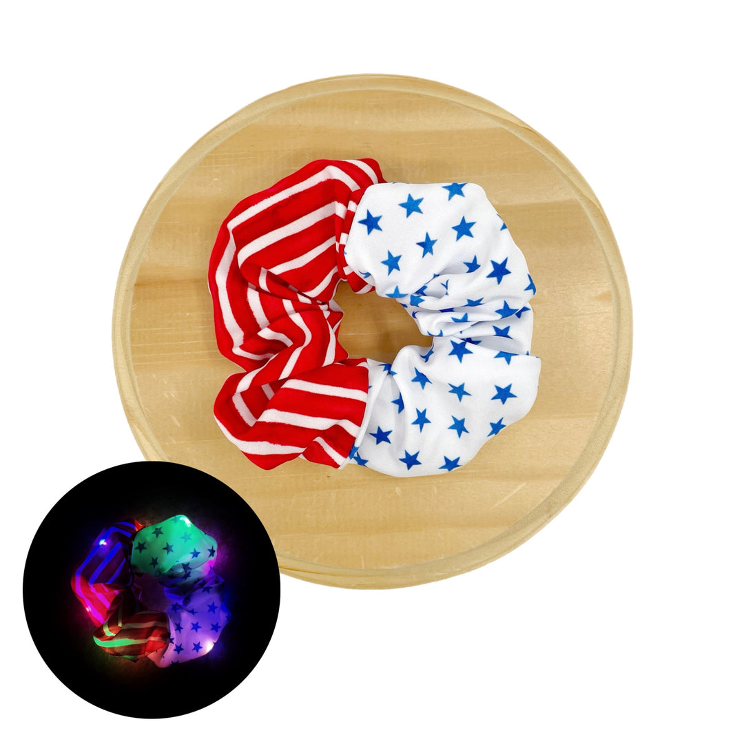 These patriotic scrunchies are a stylish hair accessory. Make matching sets using these scrunchies, paired with creations made using our custom printed vegan leather, or tie an effortless bow strip on it! These scrunchies are so soft making a comfortable fit.