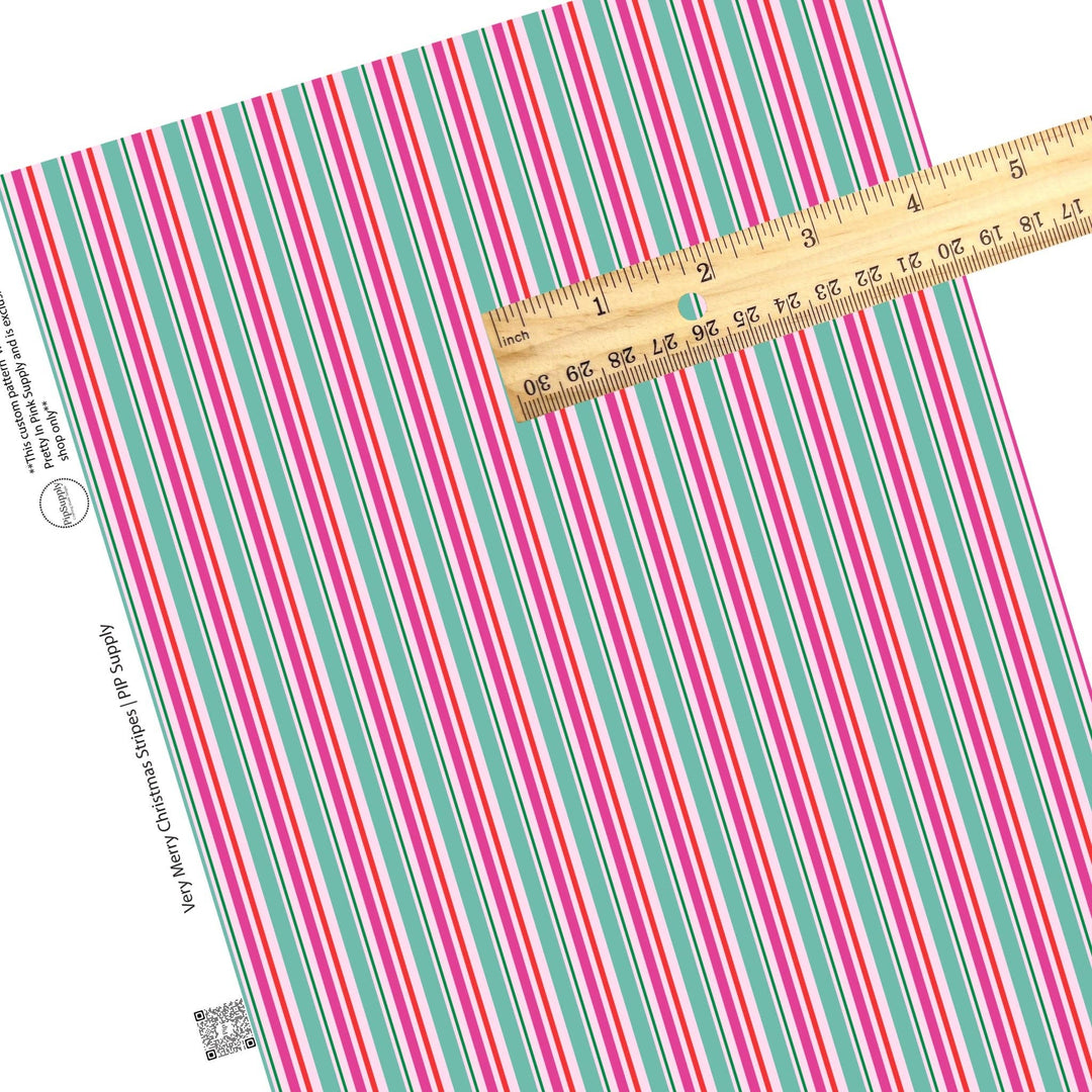 Very Merry Christmas Stripes Faux Leather Sheets