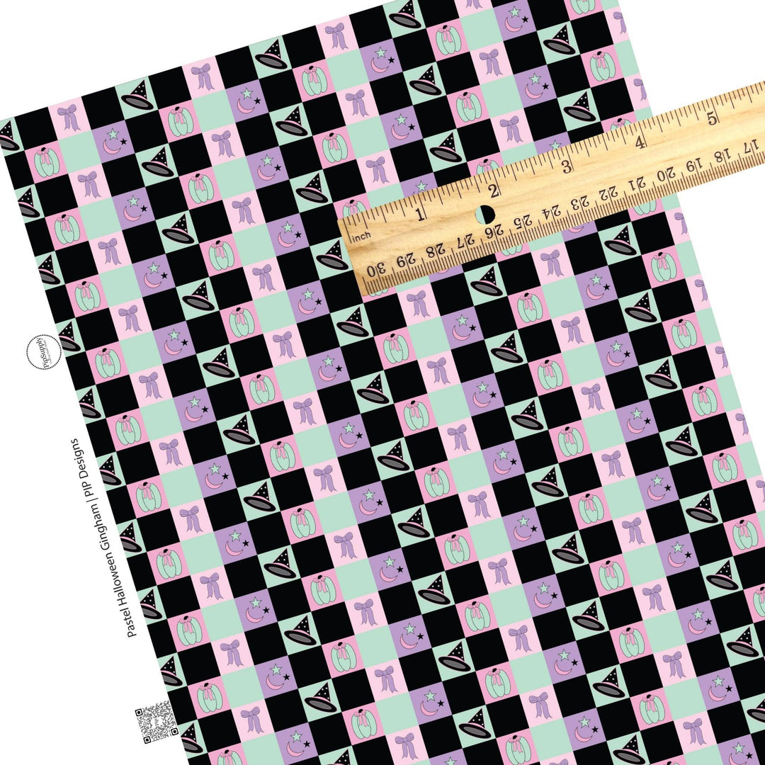 Pastel Halloween Gingham Faux Leather Sheets