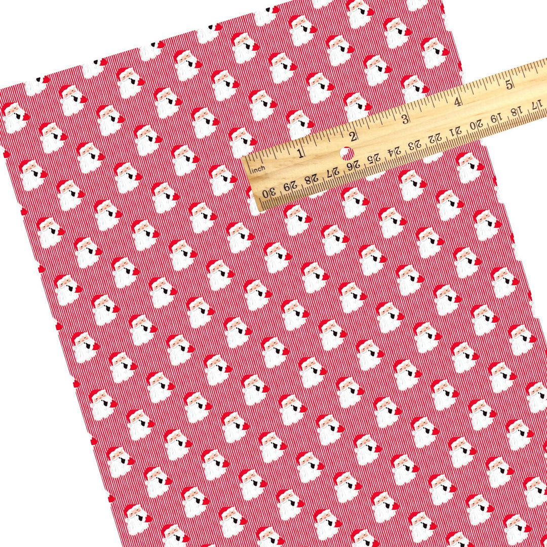 Simple Santa Shh Red Stripes Faux Leather Sheets