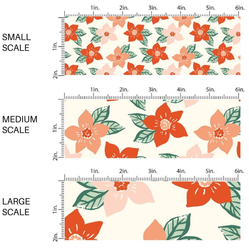Painted Festive Flowers Fabric By The Yard