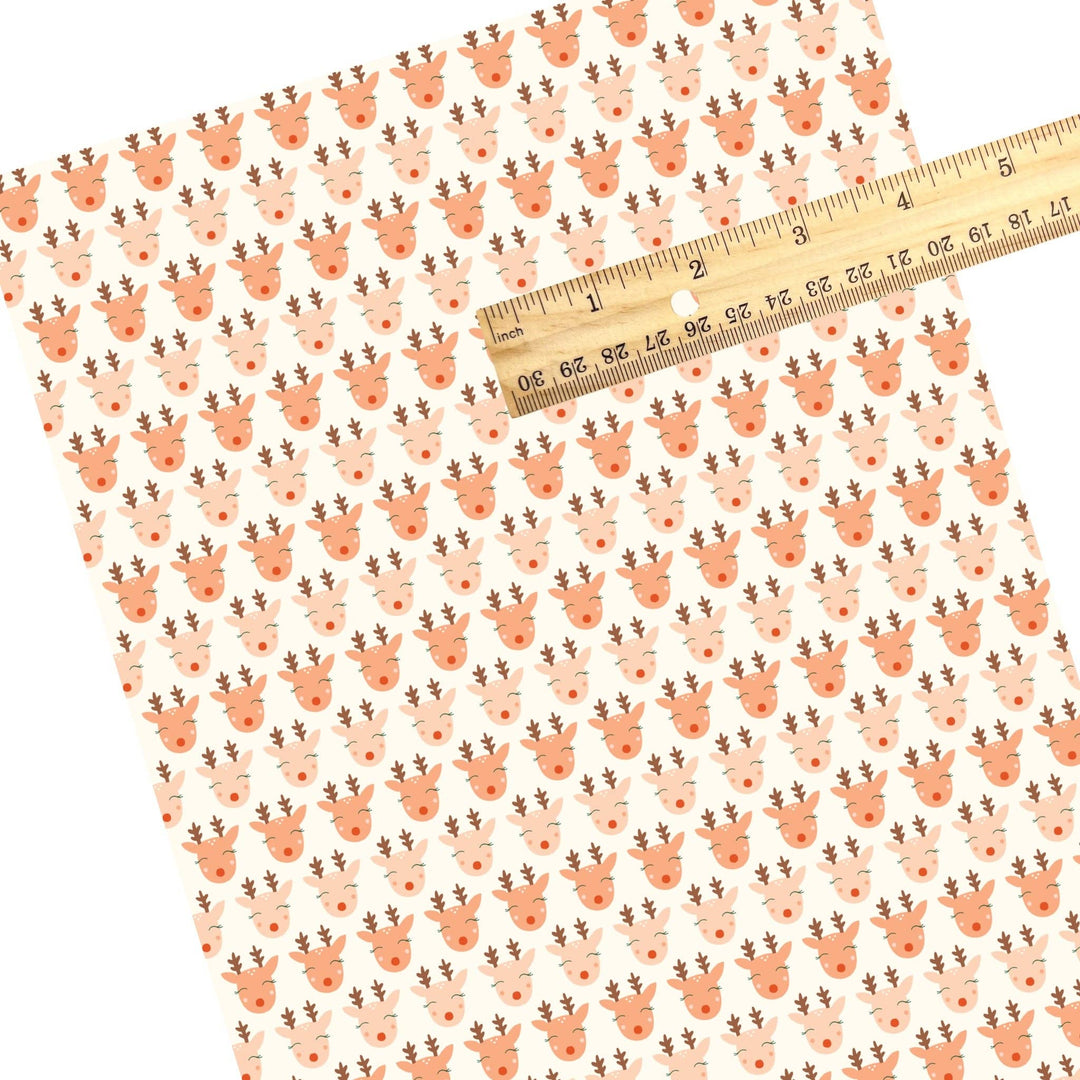Festive Reindeer Cream Faux Leather Sheets