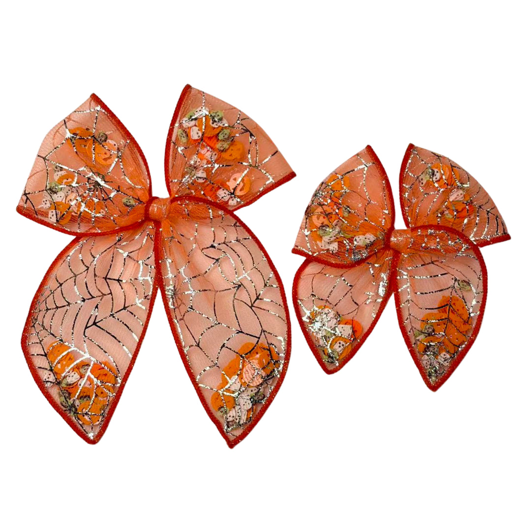 Spellbound Orange Shaker Hair Tied Bow w/ Clip