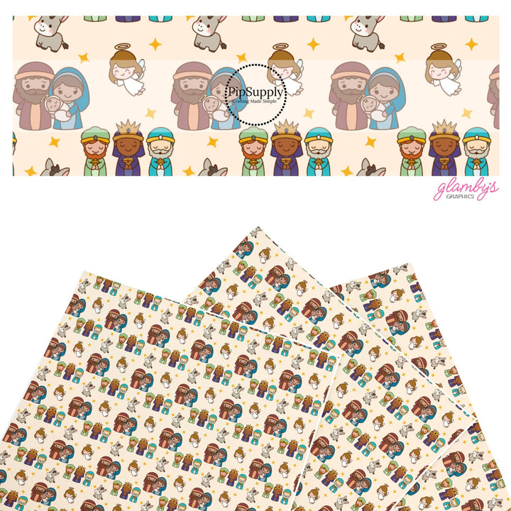 Cartoon Nativity Faux Leather Sheets