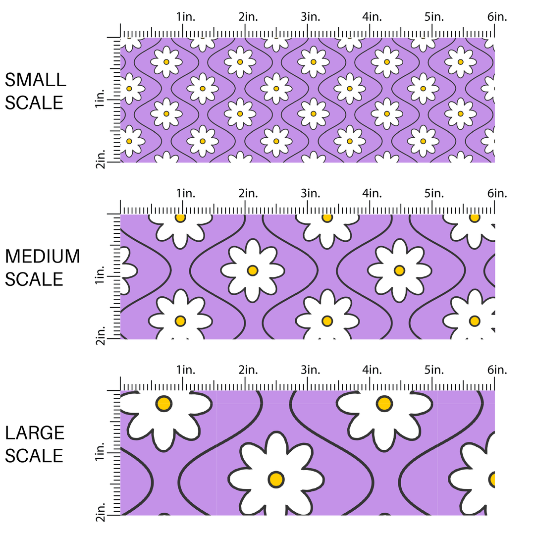 Daisy Waves Lavender Fabric By The Yard