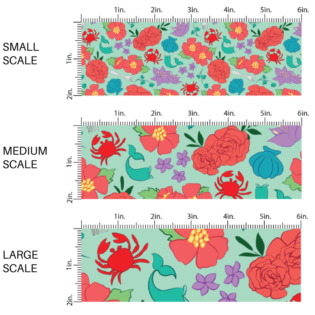 Floral Mermaid Fabric By The Yard