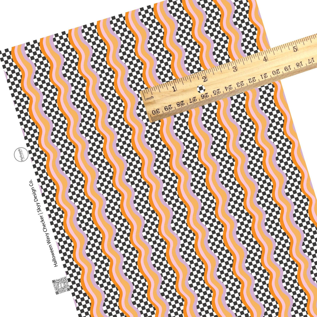 Halloween Wavy Checker Faux Leather Sheets