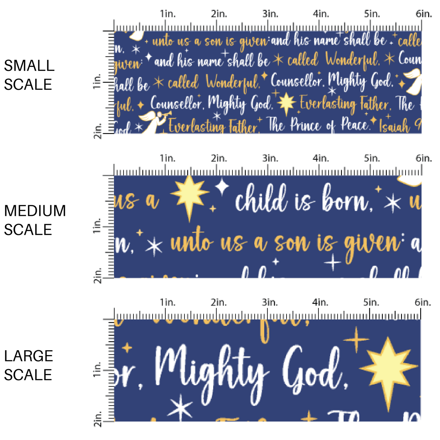 Popular Religious Christmas Sayings on Blue Fabric by the Yard scaled image guide.
