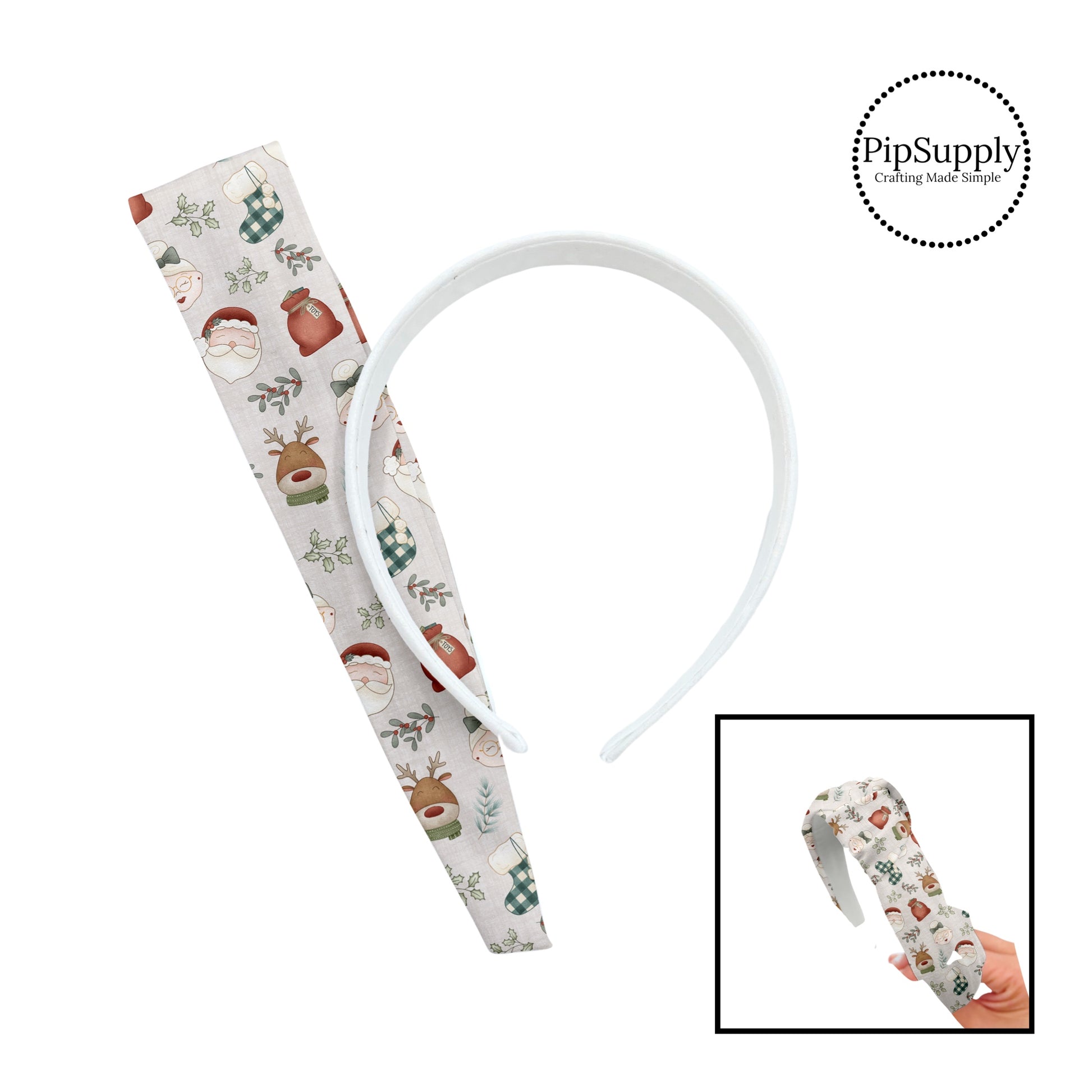 Mr. And Mrs. Claus Christmas Pattern DIY Knotted Headband Kit - A