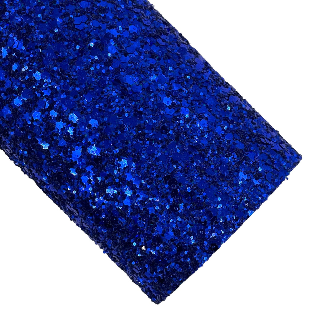 Royal Blue Metallic Chunky Glitter Faux Leather Sheets