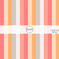 These Valentine's pattern themed fabric by the yard features peach, pink, orange, yellow, and light gray stripes. This fun Valentine's Day fabric can be used for all your sewing and crafting needs! 