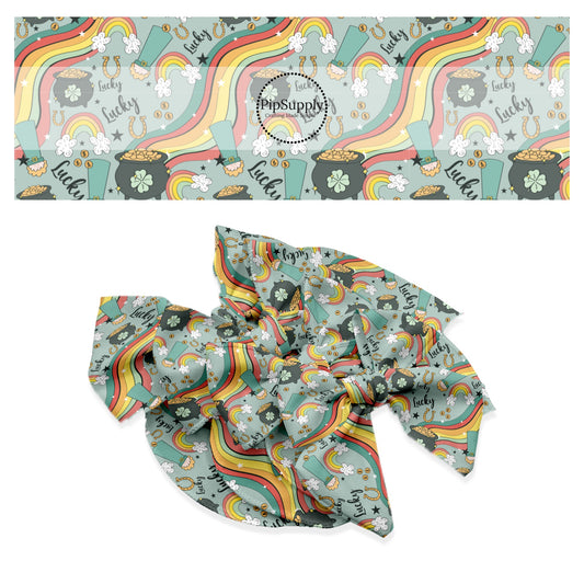 These St. Patrick's Day pattern themed no sew bow strips can be easily tied and attached to a clip for a finished hair bow. These patterned bow strips are great for personal use or to sell. These bow strips features lucky leprechauns, rainbows, and pots of gold. 