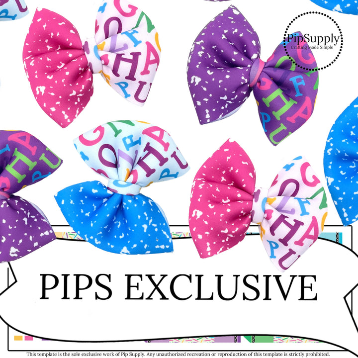 pink and purple alphabet diy neoprene pinch hair bows