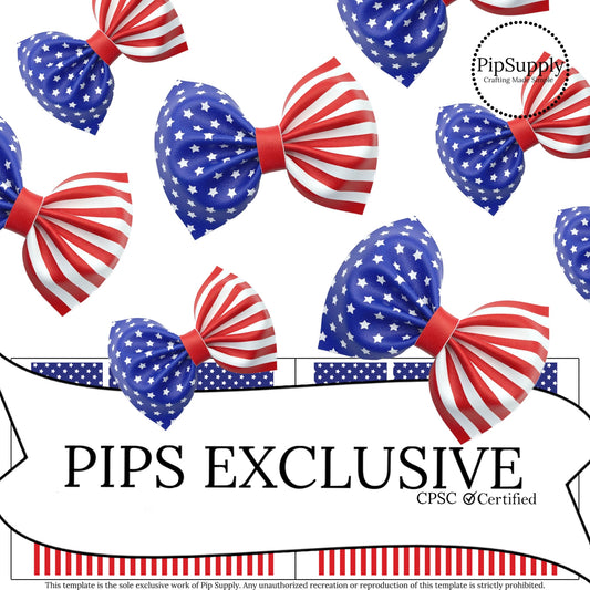 american flag classic red white and blue faux leather diy hair bows