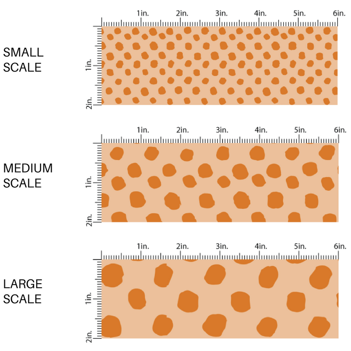 Beige fabric by the yard scaled image guide with apricot speckled dots.