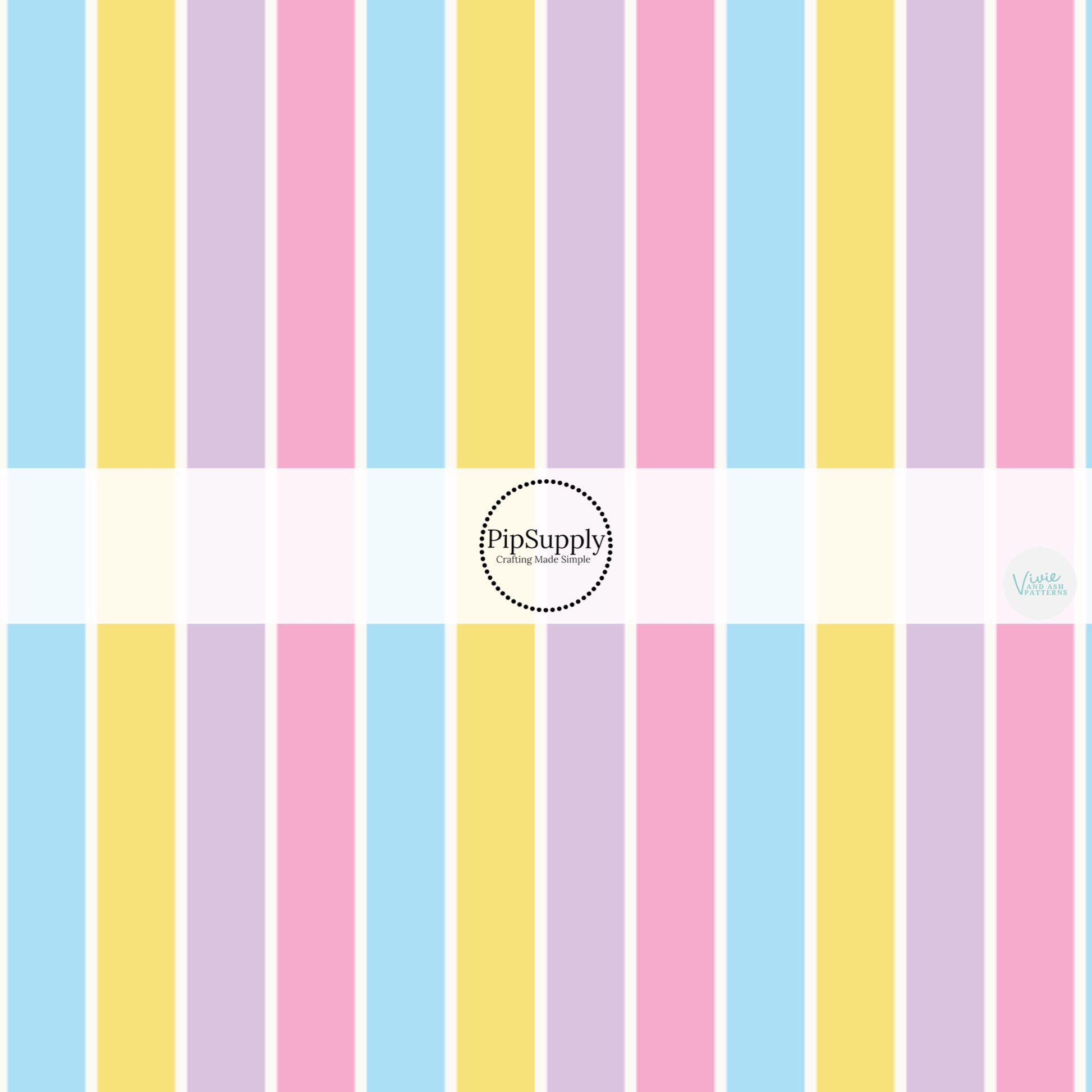 Yellow, Pink, Purple, and Blue Striped Fabric by the Yard.