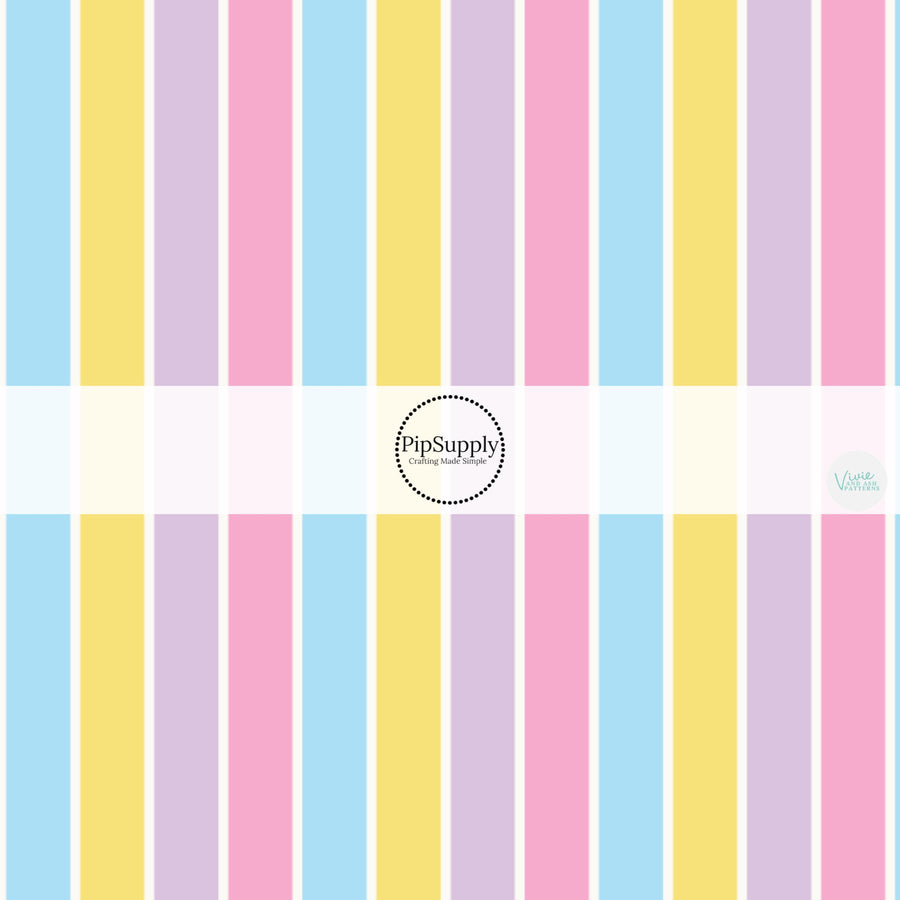 Yellow, Pink, Purple, and Blue Striped Fabric by the Yard.