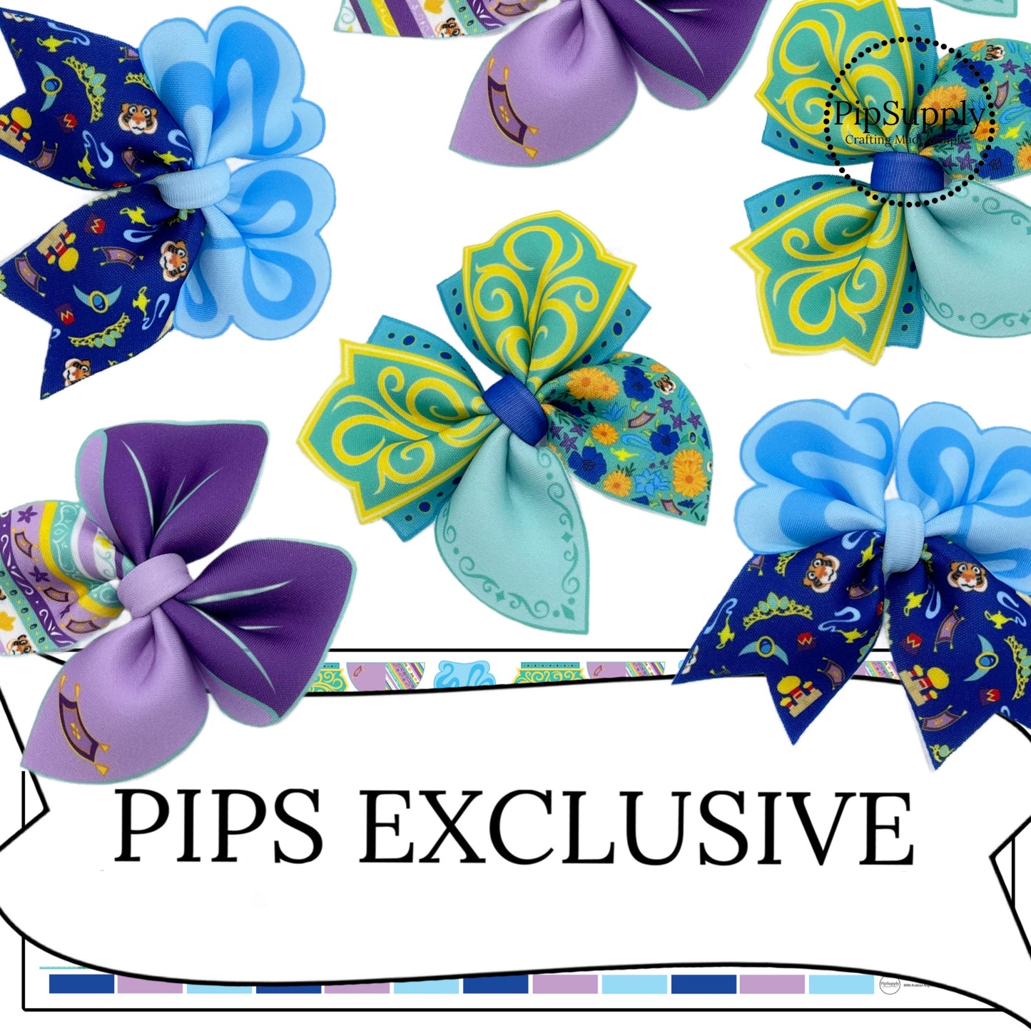 blue genie and arabian princess themed diy neoprene hair bows