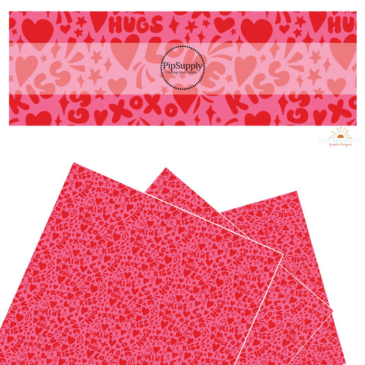 These Valentine's pattern themed faux leather sheets contain the following design elements: red Valentine words and doodles. Our CPSIA compliant faux leather sheets or rolls can be used for all types of crafting projects.