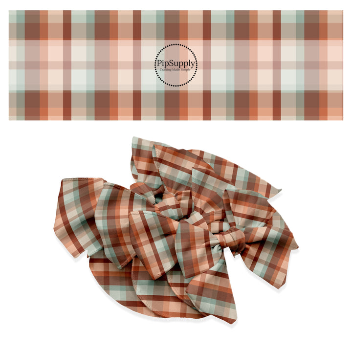 Autumn Leaf Gingham Hair Bow Strips