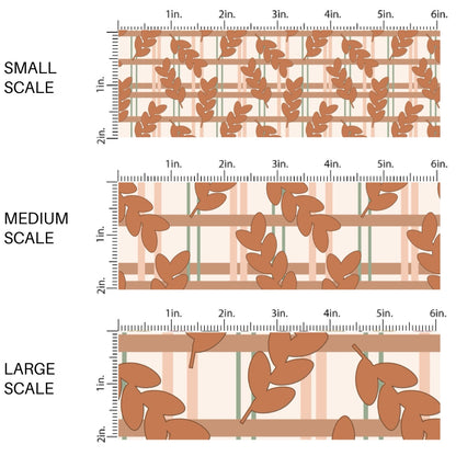 Autumn Leaves Gingham Fabric By The Yard