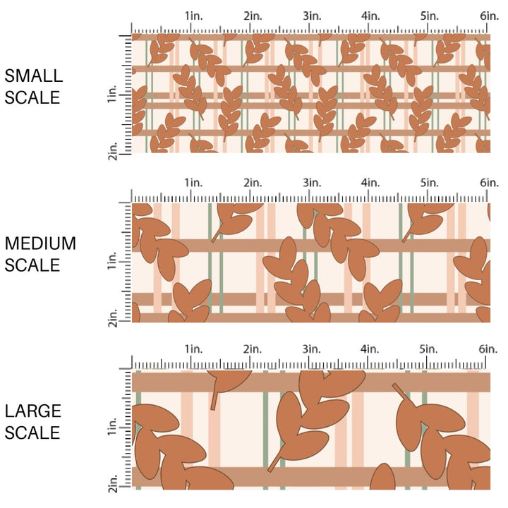 Autumn Leaves Gingham Fabric By The Yard