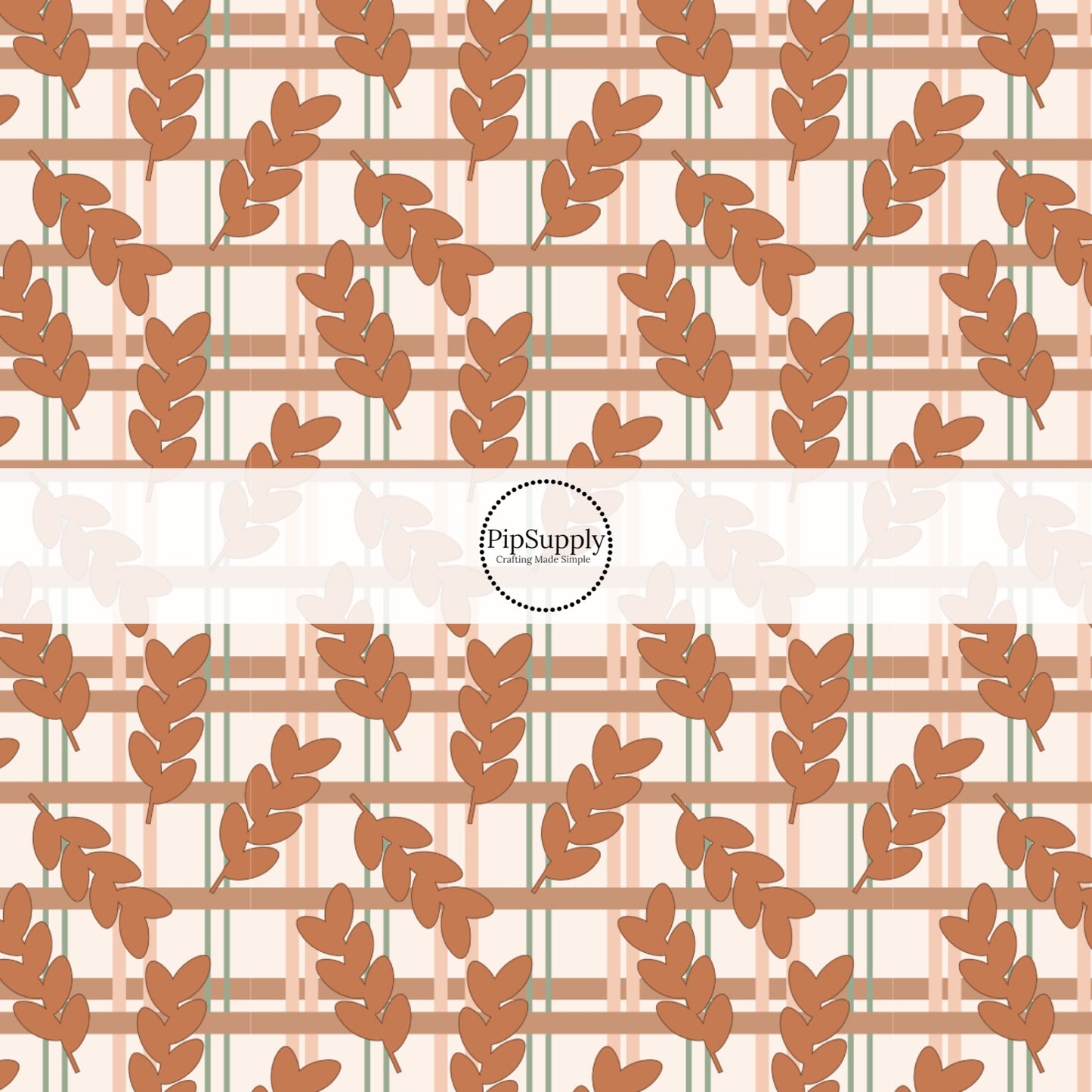 Autumn Leaves Gingham Fabric By The Yard