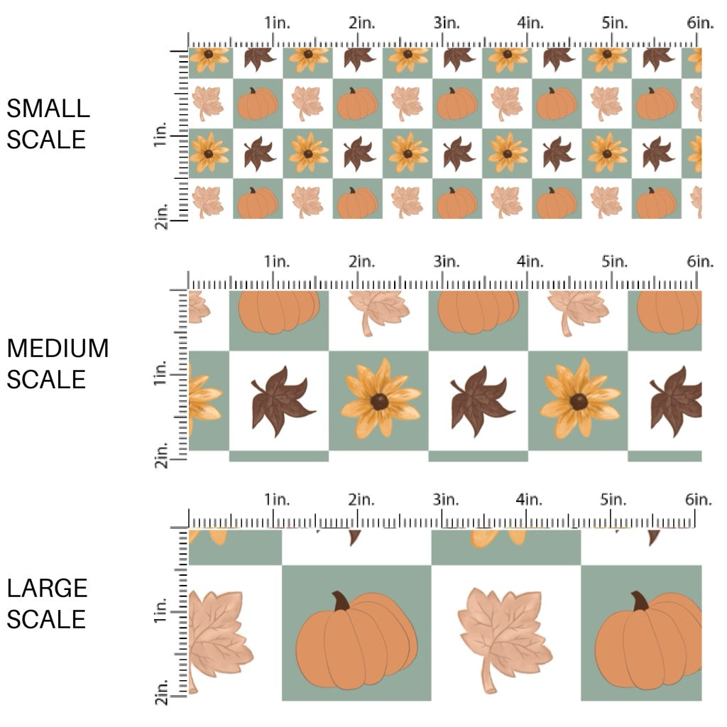 Autumn Objects Checker Fabric By The Yard