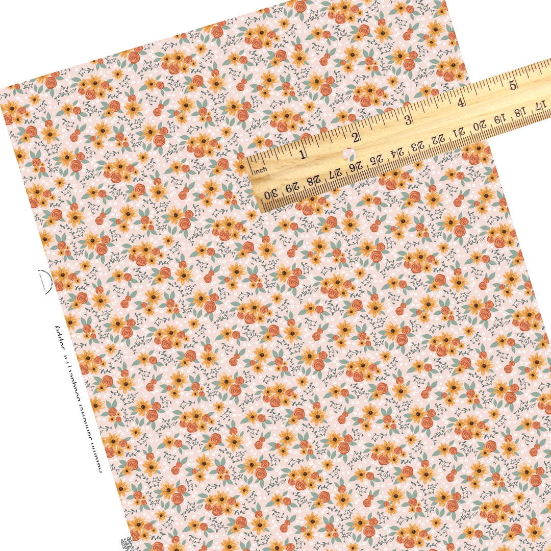 Autumn Sunflower Bouquet Faux Leather Sheets