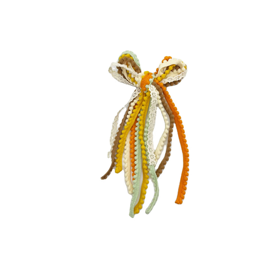 Autumn Trim Messy Ribbon Hair Tied Bow w/ Clip