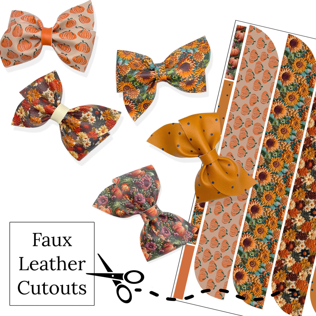 Autumn Harvest Pinwheel Faux Leather DIY Hair Bows