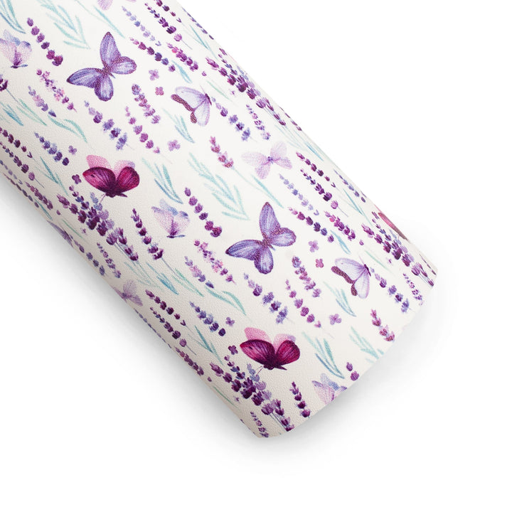 Lavender Field Butterflies Vegan Leather