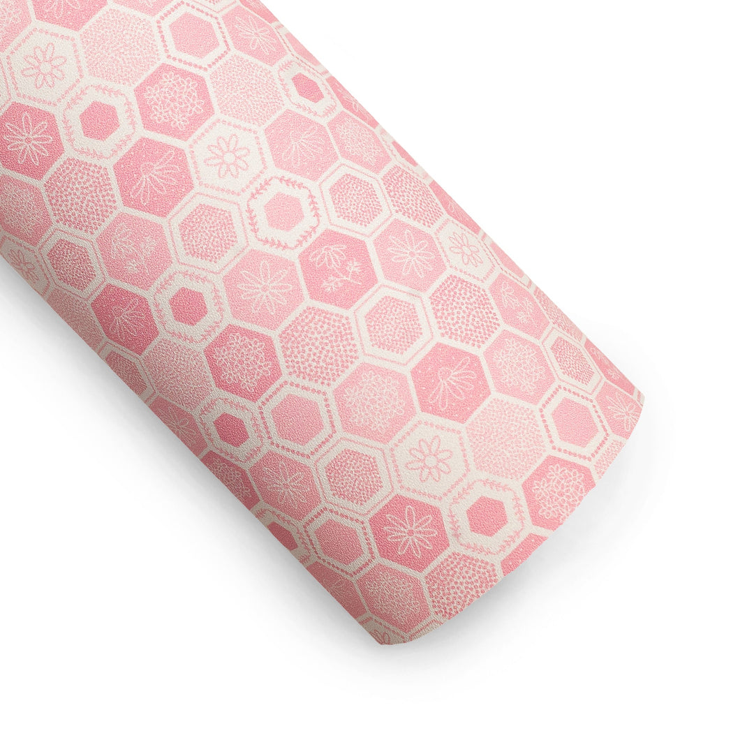 Blush Honeycomb Flowers Vegan Leather