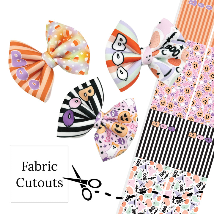 BOO Halloween Stripe Pinch Neoprene DIY Hair Bows