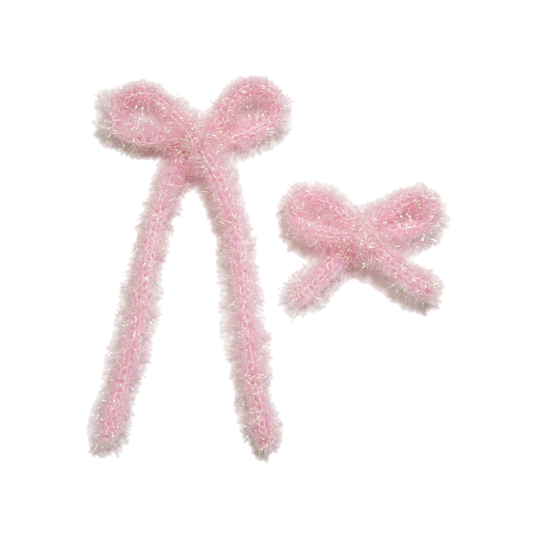 Baby Pink Tinsel Dainty Simple Hair Bow w/Clip
