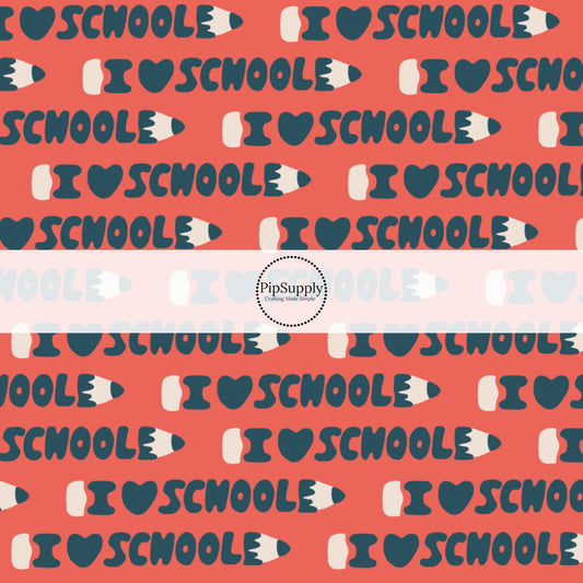 I Heart School Red Fabric By The Yard