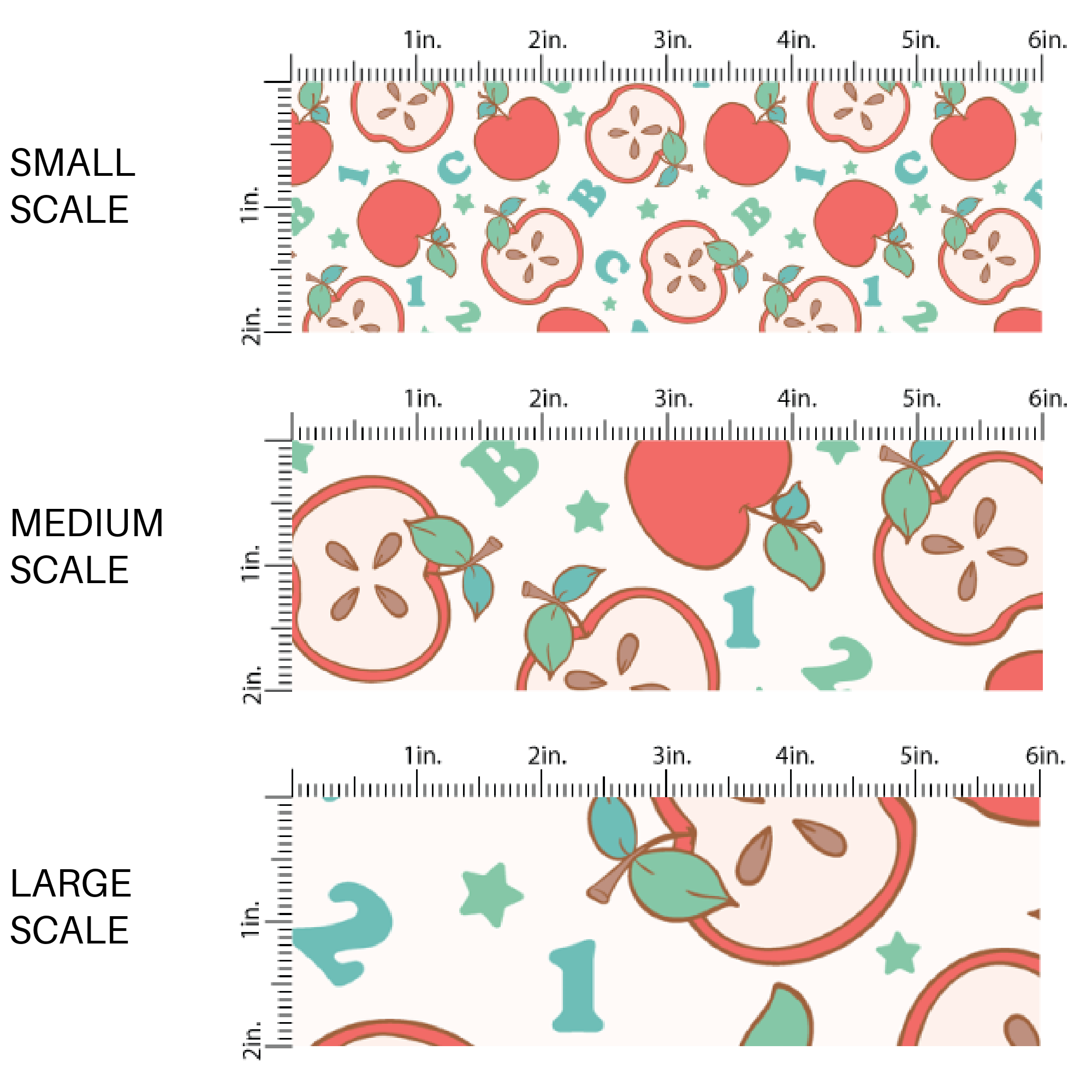 ABC 123 Apples Cream Fabric By The Yard