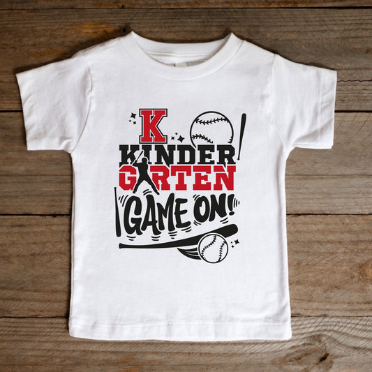 Baseball back to school iron on DTF and Sublimation transfer - Game On Kindergarten