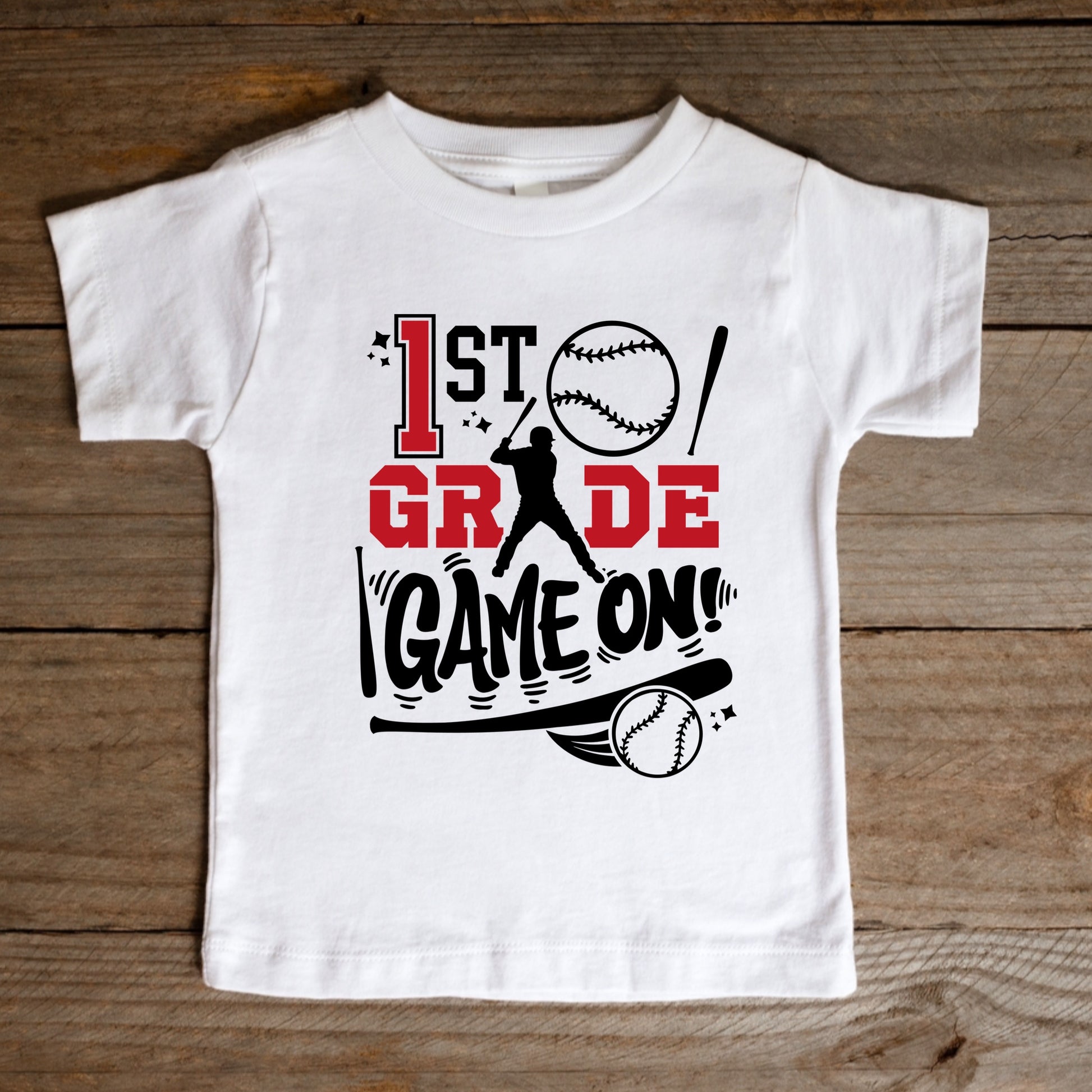 Baseball back to school iron on DTF and Sublimation transfer - Game On First Grade.