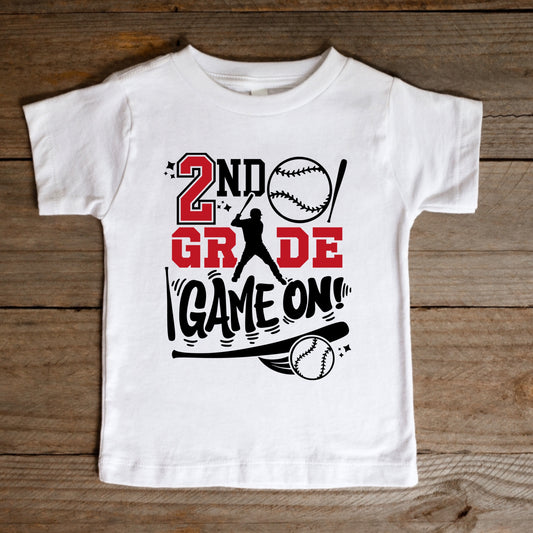 Baseball back to school iron on DTF and Sublimation transfer - Game On Second Grade