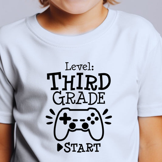 Back to school video game themed DTF/Sublimation iron on heat transfer "video game" - Level "Third" Grade.