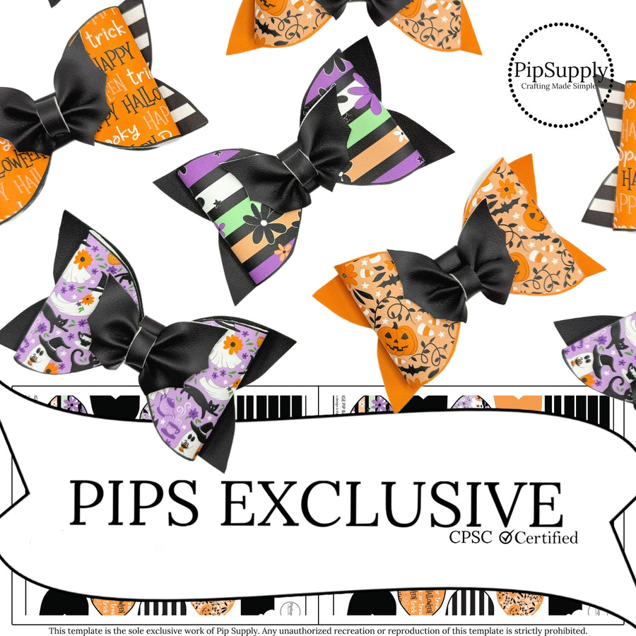 layered halloween bows with bat faux leather diy bows