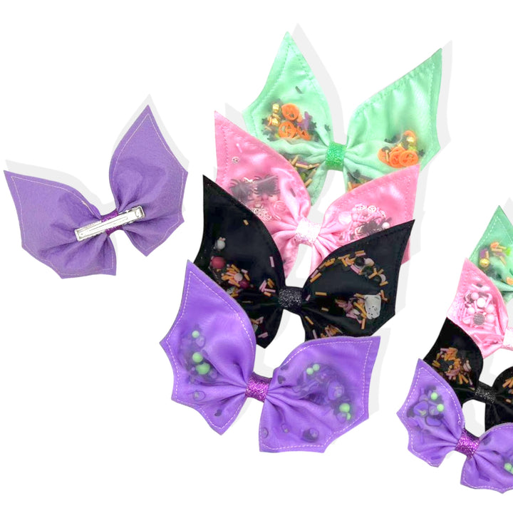 Lavender Bat Shaker Hair Tied Bow w/ Clip
