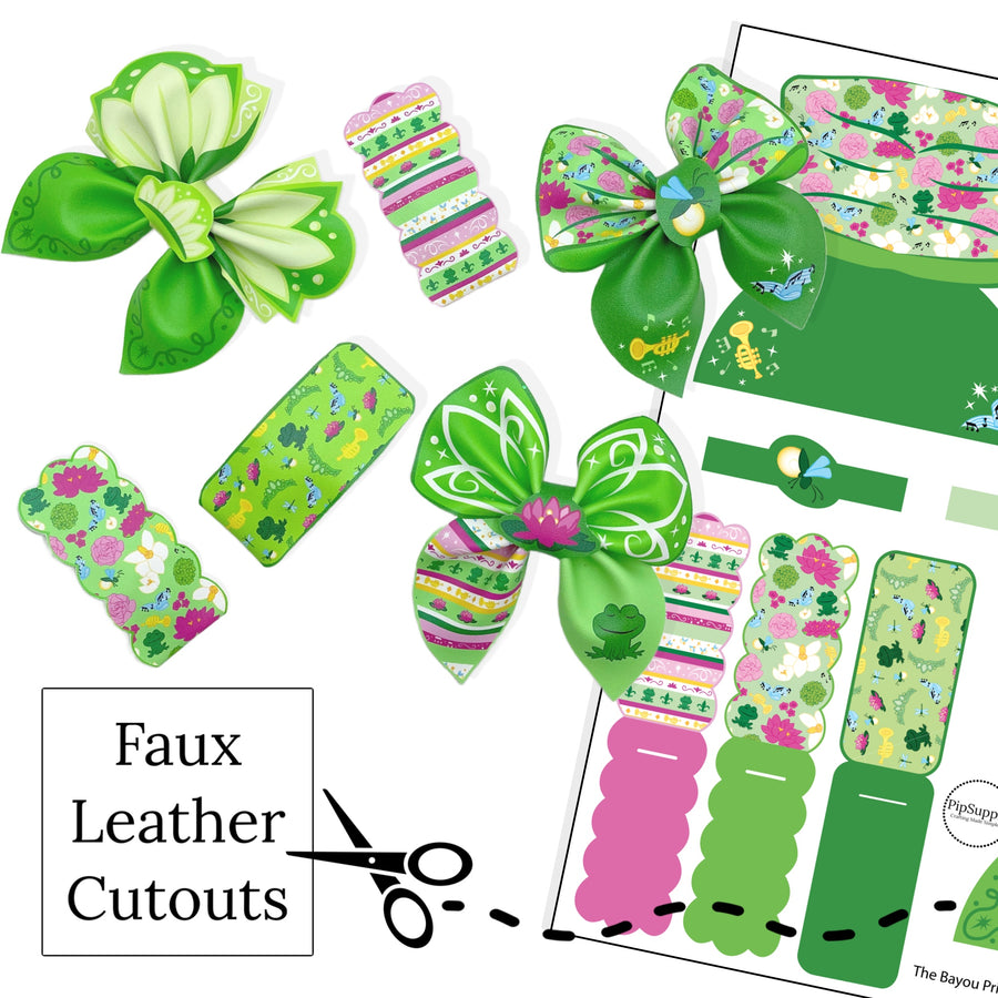 green bayou princess themed diy faux leather hair bow templates