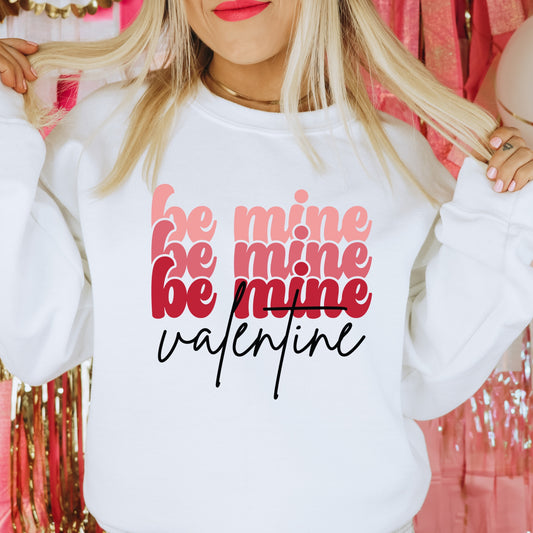 Pink and Red "Be Mine Valentine" Valentine's Day Iron On Heat Transfer